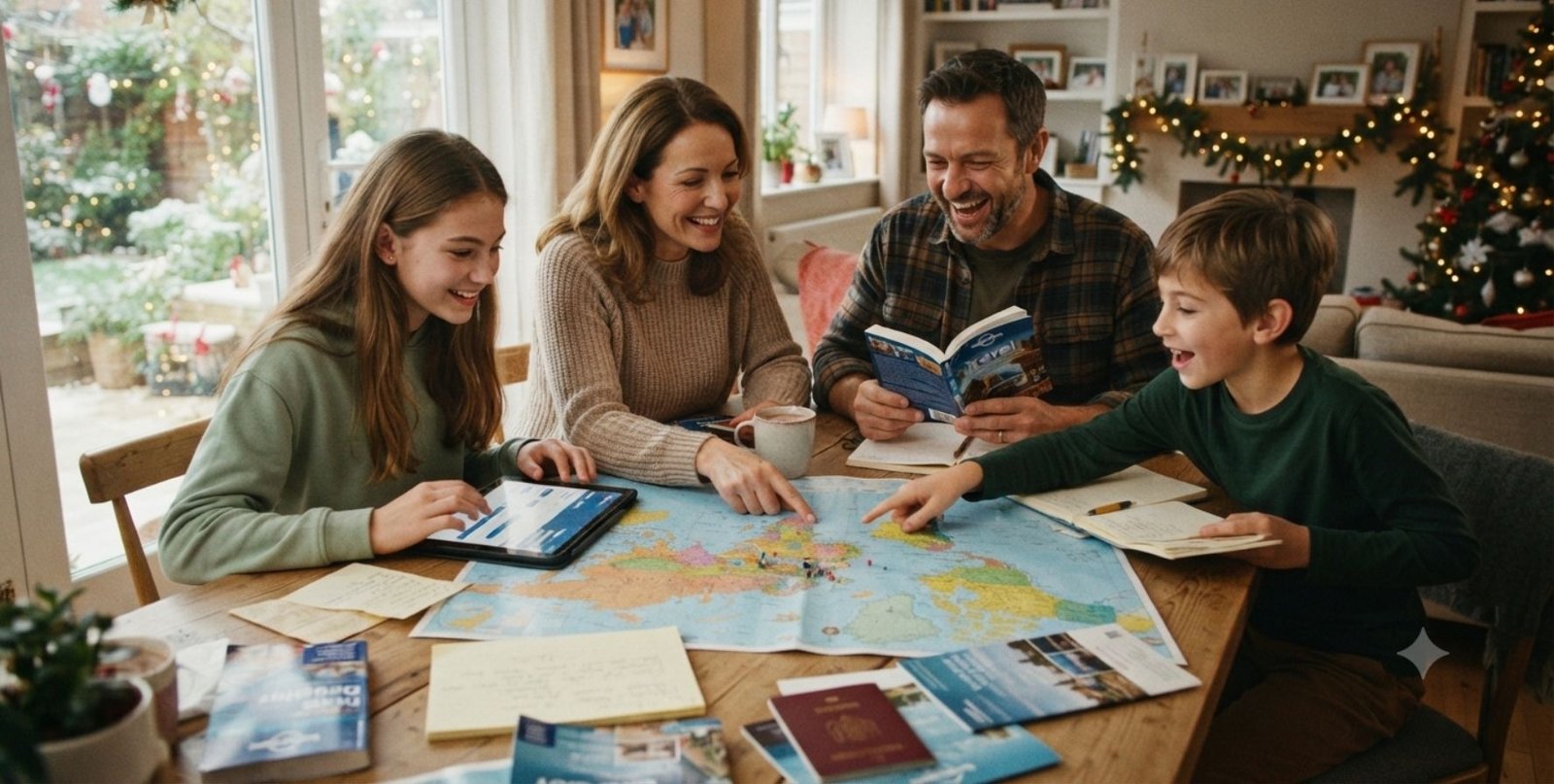 familia organizando viagem